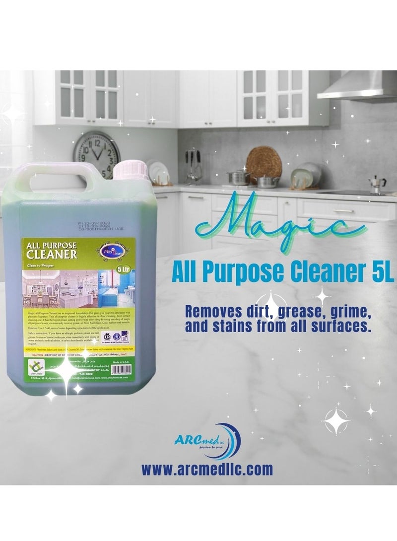 منظف متعدد الاستخدام ماجيك بحجم ٥ لتر - اللون الأخضر التفاحي