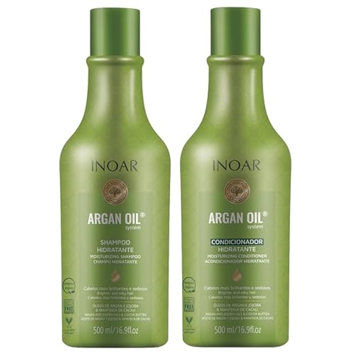 Inoar Argan Shampoo & Moisturizing Conditioner Haircare Set with Argan Oil & Cocoa Butter, Helps Smooth & Hydrate, 2 x 16.9 fl oz - Image 1
