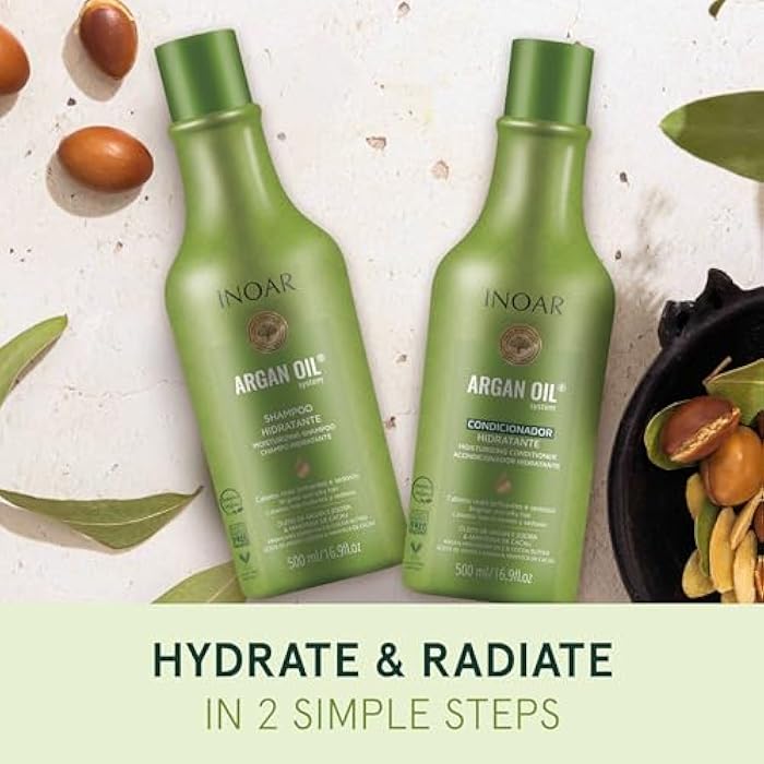 Inoar Argan Shampoo & Moisturizing Conditioner Haircare Set with Argan Oil & Cocoa Butter, Helps Smooth & Hydrate, 2 x 16.9 fl oz - Image 5
