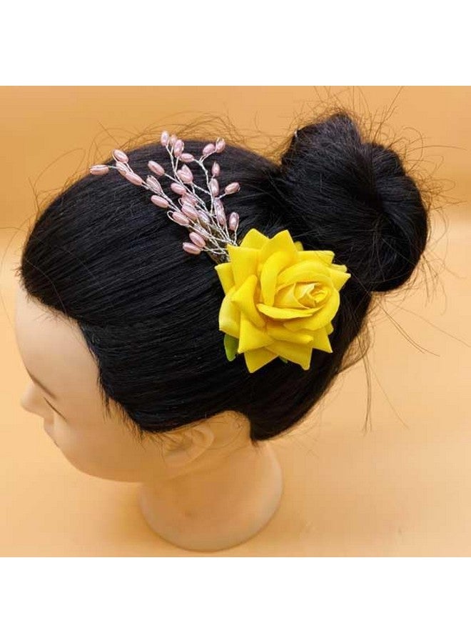 Vinshbond Flower Side Comb, Multicolor Flower Hair Comb Clip, Hair Pin For Girls & Women Pack- 04 - Image 2