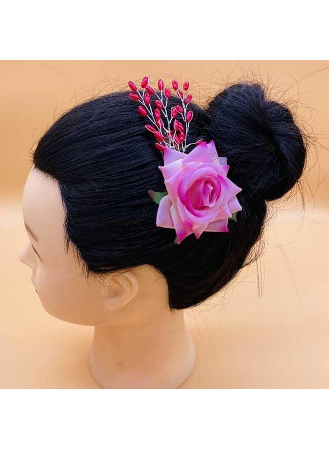 Vinshbond Flower Side Comb, Multicolor Flower Hair Comb Clip, Hair Pin For Girls & Women Pack- 04 - Image 3