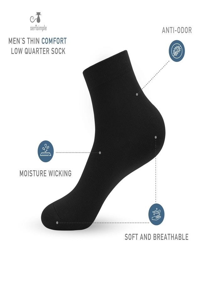 SERISIMPLE Bamboo Men's Breathable Quarter Ankle High Socks - Comfort Cool Soft - 5 Pairs (Large, Black) - Image 4