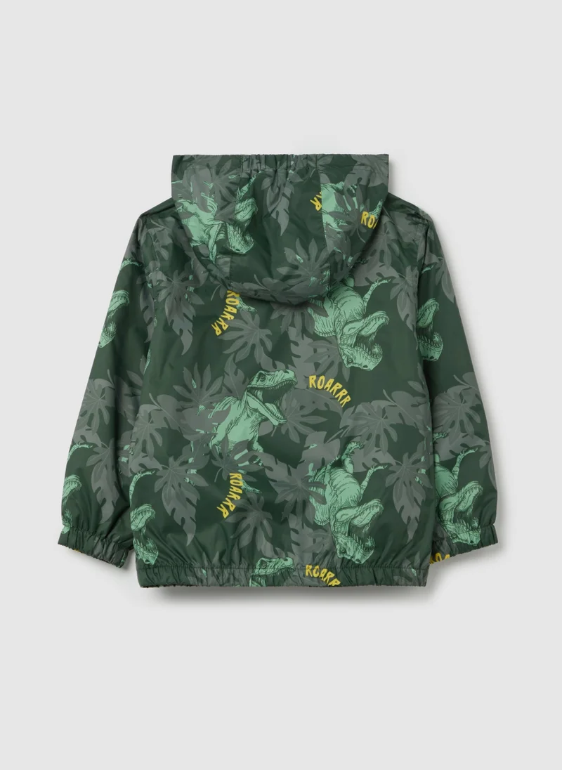 او في اس Waterproof Jacket With Hood And Print
