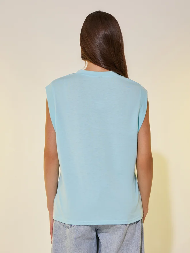 Styli Styli Embroidered Sleeveless Round Neck T-Shirt