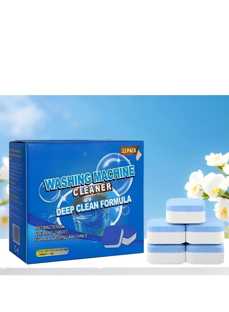 yanyu Washing Machine Cleaner Tablets, Deep Clean Front Loader & Top Load Washer, 12 Pcs Professional Grade Washer Machine Cleaner Deodorizer for Removing Build-up - Image 1