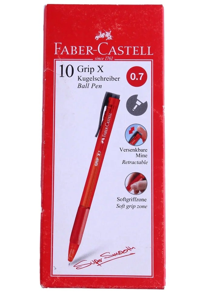FABER-CASTELL Faber Castel Pack Of 10 Pens -Castell Pen Grip X 0.7 Red - Image 2