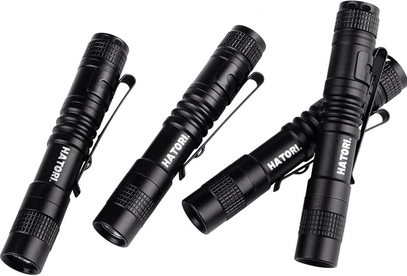 Hatori LED Mini Flashlight, Bright Small Handheld Pocket Flashlights Tactical High Lumens Pen Light for Camping, Outdoor, Emergency, 4 Pack(3.55Inch) - Image 1