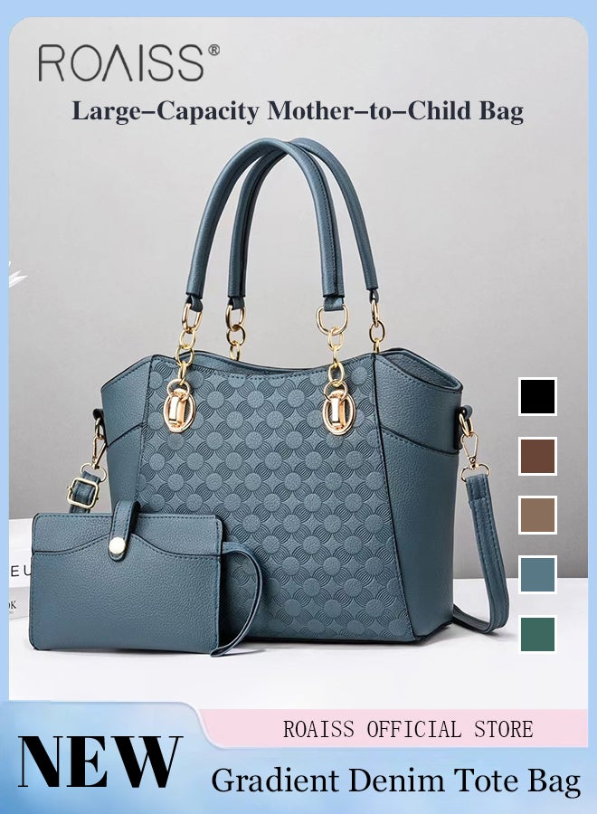 roaiss Large Shoulder Crossbody Bag for Women with Matching Clutch Ladies Tote Bag and Satchel with Hardware Buckle and Bottom Rivet - Image 1