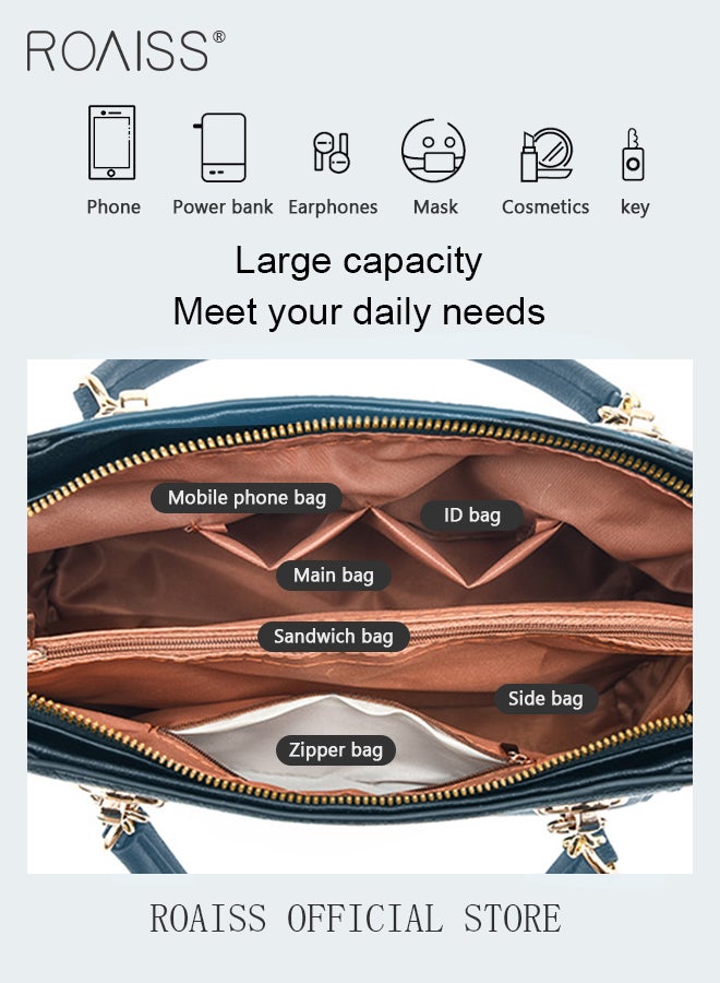 roaiss Large Shoulder Crossbody Bag for Women with Matching Clutch Ladies Tote Bag and Satchel with Hardware Buckle and Bottom Rivet - Image 2