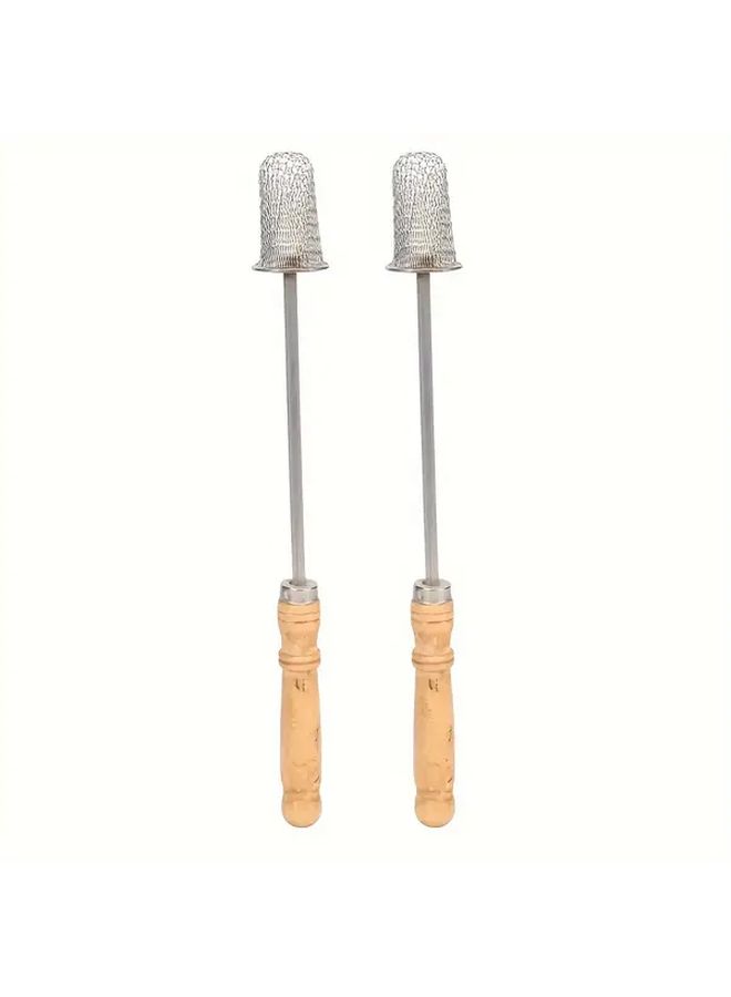 Set Of 2 Stainless Steel Vacuum Cupping Rods With Wooden Handles - Image 4