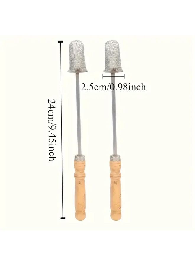 Set Of 2 Stainless Steel Vacuum Cupping Rods With Wooden Handles - Image 3