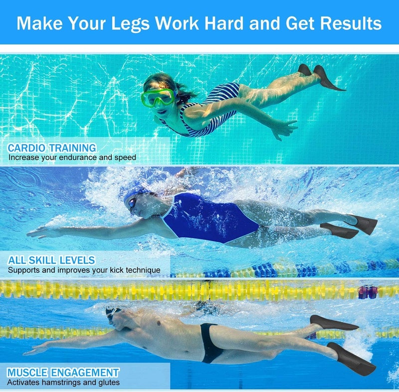 Gintenco Swim Fins, Kids Swim Training Fins for Lap Swimming, Travel Size Flippers with Mesh Bag, Silicone Swimming Fins for Kids Teens Adults Women Men - Image 5