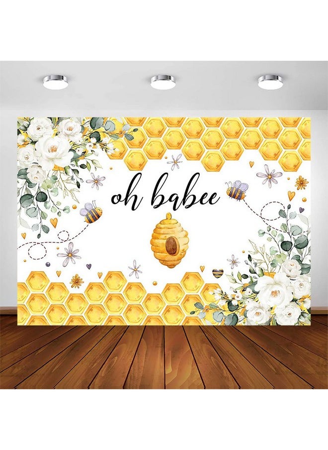 Avezano Oh Babee Backdrop Bee Baby Shower Party Backdrops Bee Themed Baby Shower Decorations Sweet As Can Bee Baby Shower Photo Background Holy Bee Cake Table Banner (7X5Ft)  - Image 1
