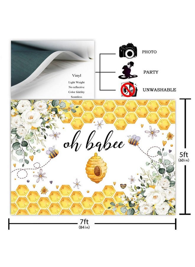 Avezano Oh Babee Backdrop Bee Baby Shower Party Backdrops Bee Themed Baby Shower Decorations Sweet As Can Bee Baby Shower Photo Background Holy Bee Cake Table Banner (7X5Ft)  - Image 3