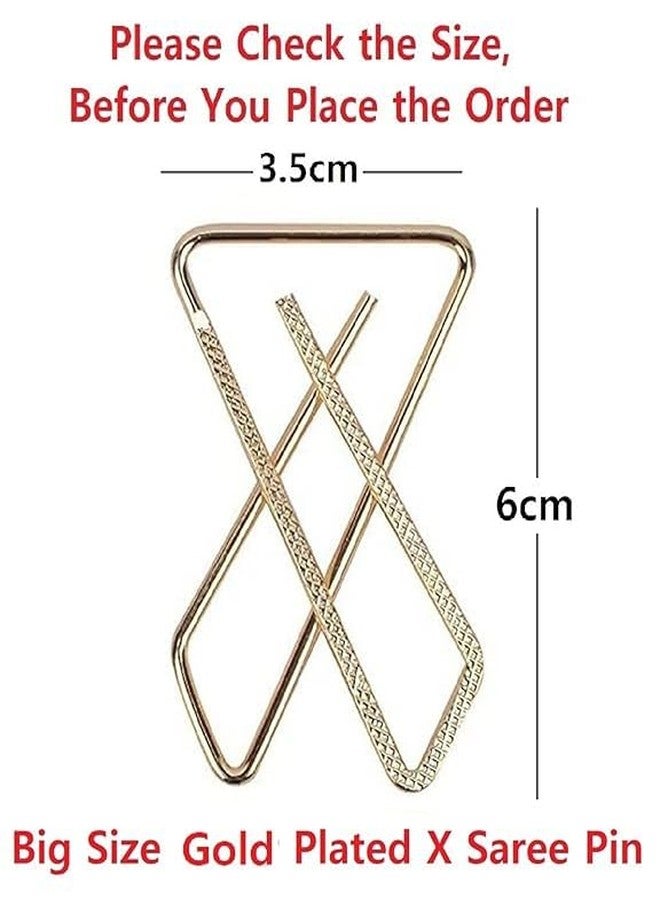 Agnirva Safety Saree Pin Brooch Set for Women & Girls | Heavy-Duty Sari, Sadi, & Dupatta Pins | Fashion Hijab Broach Accessories | Protect Fabric & Prevent Folds Golden Finish (Pack of 6) - Image 3