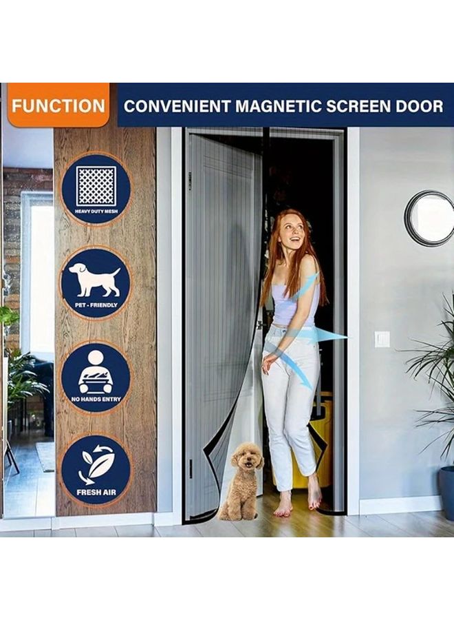 Magnetic Mosquito Net Door Curtain Black 120x210cm Self Adhesive Easy Install - Image 1