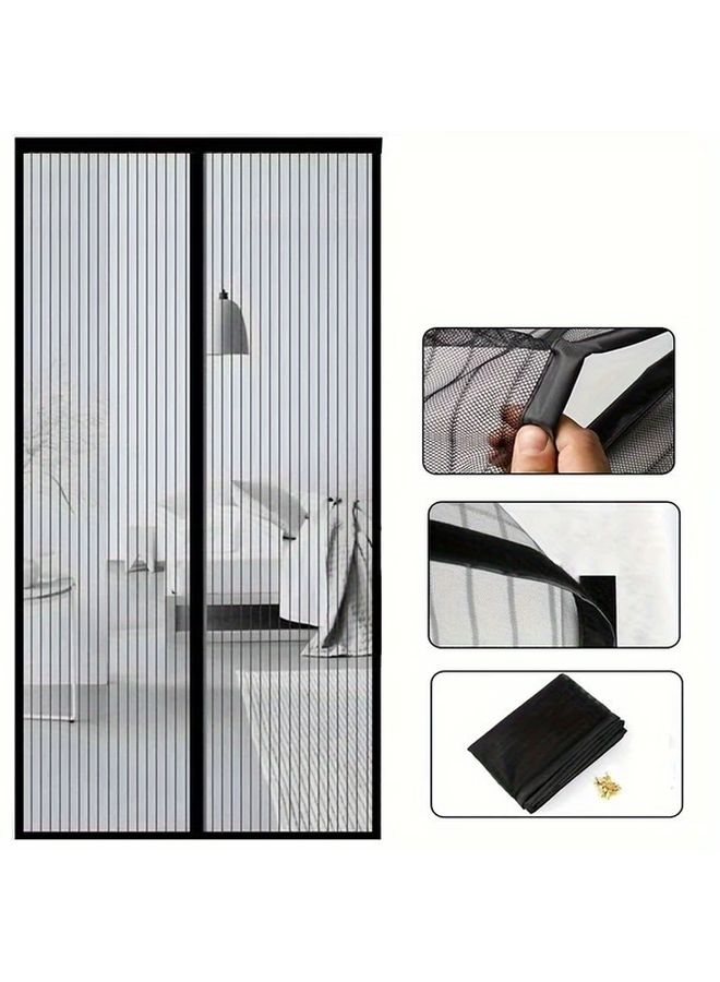 Magnetic Mosquito Net Door Curtain Black 120x210cm Self Adhesive Easy Install - Image 5