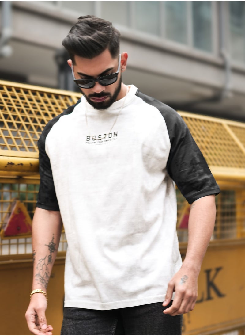 Maniac Maniac Mens Printed Round Neck 3/4th Sleeve Black Cotton T-Shirt  - Image 1