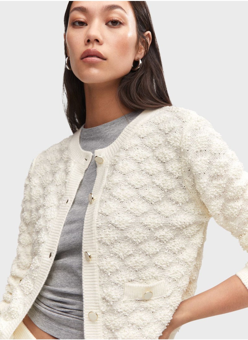 MANGO - Knitted Button Detail Cardigan - Image 1
