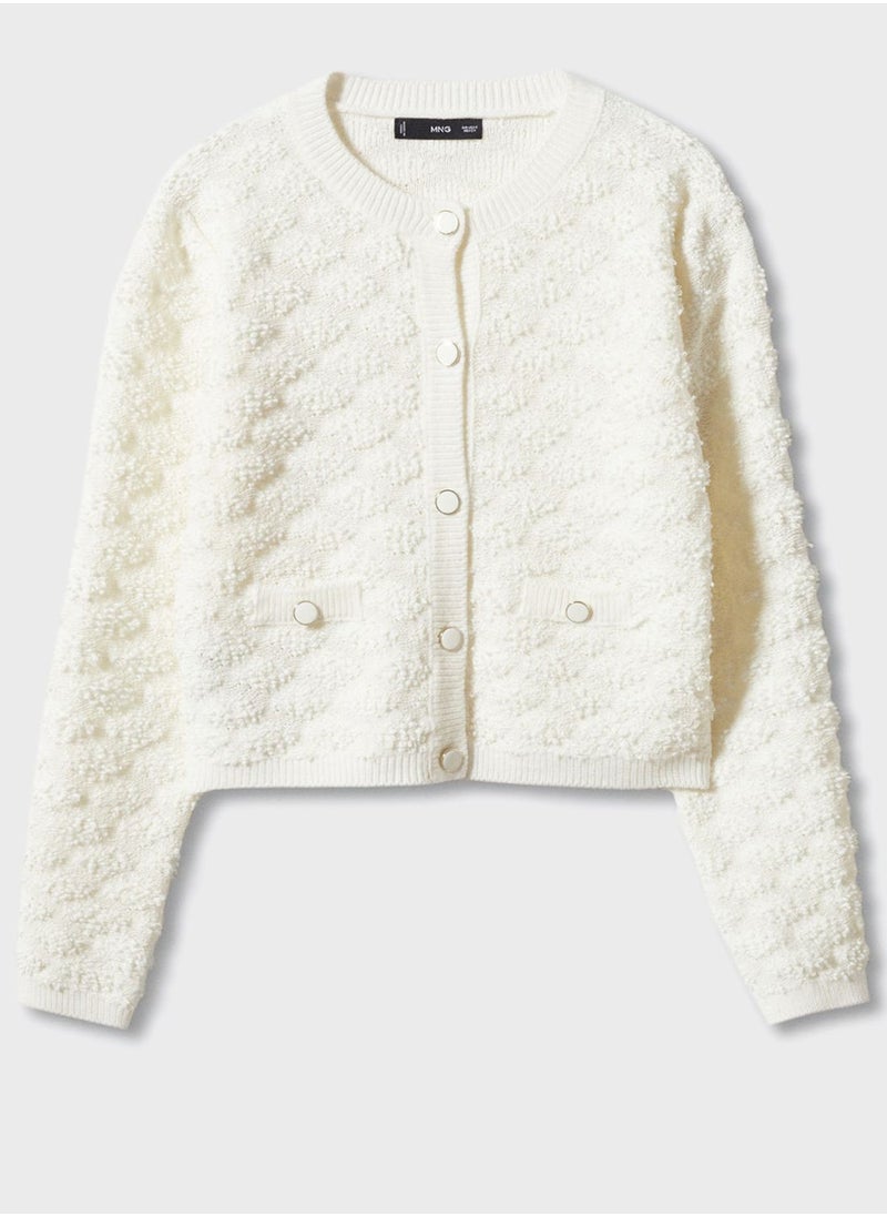 MANGO - Knitted Button Detail Cardigan - Image 1