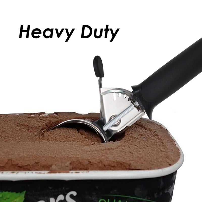 FONGLUAN Heavy Duty Ice Cream Scoop, 18/8 Stainless Steel Cookie Scoop for Baking, Kitchen Scooper for Food - Dishwasher Safe, Black - Image 4
