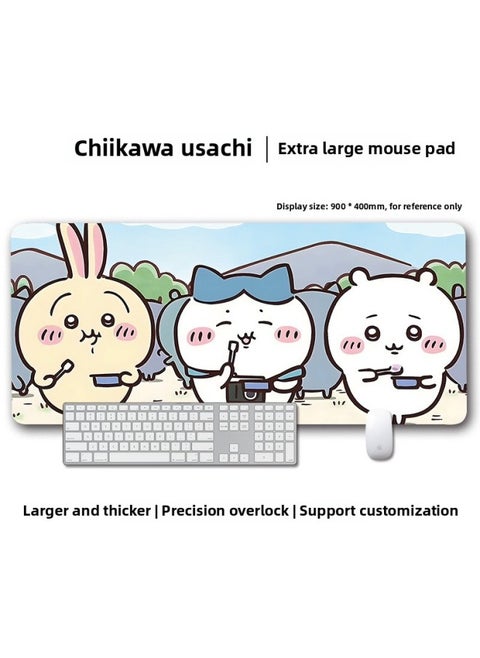 Usaki Mouse Pad Oversized Girls Cute Cartoon Jiyka Wow Chiikawa Computer Desktop Keyboard Pad-Color:900*400*2mm-Pattern:Gee 02