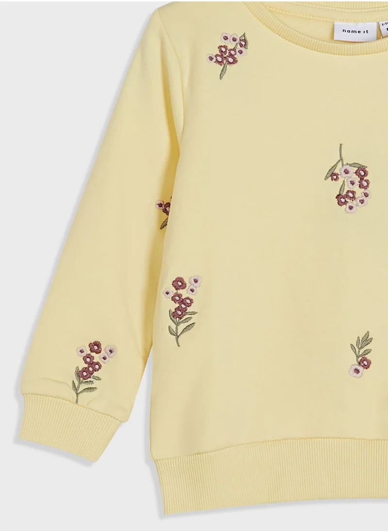 NAME IT Kids Embroidered Floral Sweatshirt
