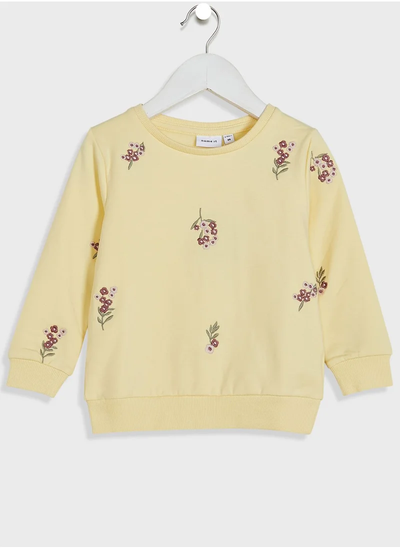 NAME IT Kids Embroidered Floral Sweatshirt