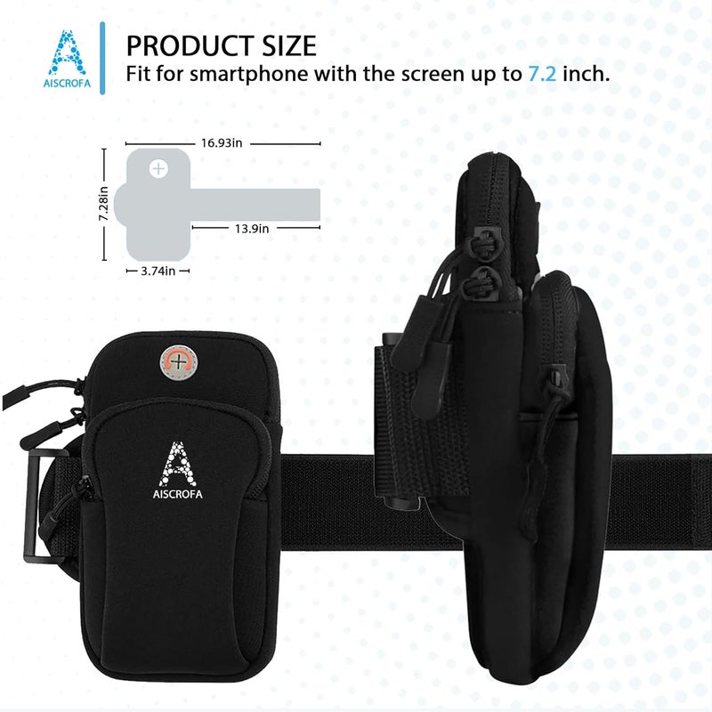 AiScrofa Multifunctional Outdoor Sports Armband Running Sport Armband with Key Holder and Earphone Hole Sweatproof Running Armbag Holder Compatible with iPhone X/8 Plus/7/6S/ Galaxy S9/S8 Plus - Image 2