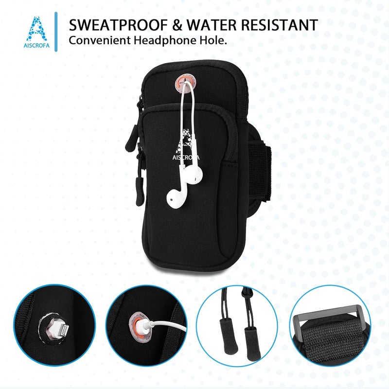 AiScrofa Multifunctional Outdoor Sports Armband Running Sport Armband with Key Holder and Earphone Hole Sweatproof Running Armbag Holder Compatible with iPhone X/8 Plus/7/6S/ Galaxy S9/S8 Plus - Image 4