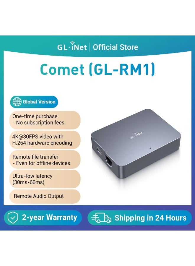 GL.iNet Comet (GL-RM1) Remote KVM Over Internet, 4K@30Hz Tailscale Support, Remote Keyboard, Video, Mouse, Install OS Via BIOS Control, Adapted KVM Switches for Home Offices, Data Center - Image 1