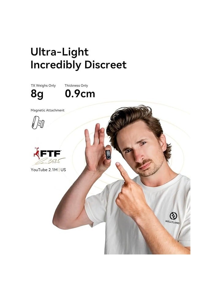 Hollyland LARK A1 Mini Duo 2‑Person Wireless Microphone System with USB‑C Connector – 48kHz/24‑Bit Audio, 200m Range, Noise Cancellation, Charging Case (Space Gray) - Image 2