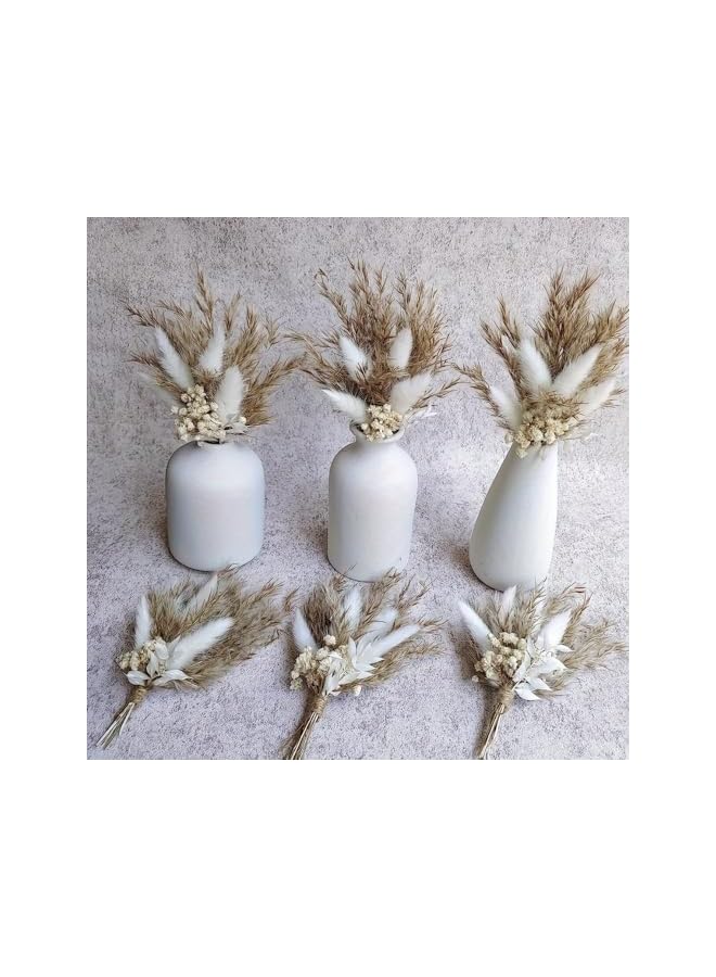 The Bros Mini Dried Flower Bouquet Set of 6, Boho Wedding Decor, Groomsmen Boutonnieres, Stylish Table Centerpieces, Natural Pampas Grass, Birthday Cake Toppers, Personalized Bridesmaid Gift Boxes - Image 2
