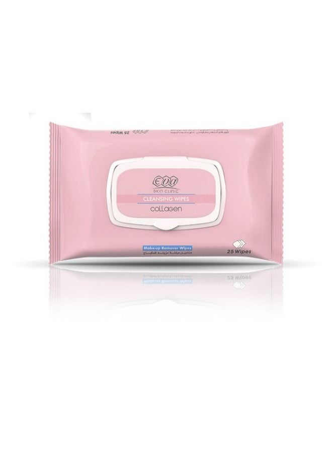 Eva Skin Clinic Collagen Moisturizing & Cleansing Facial Wipes (25 Wipes Per Pack) 