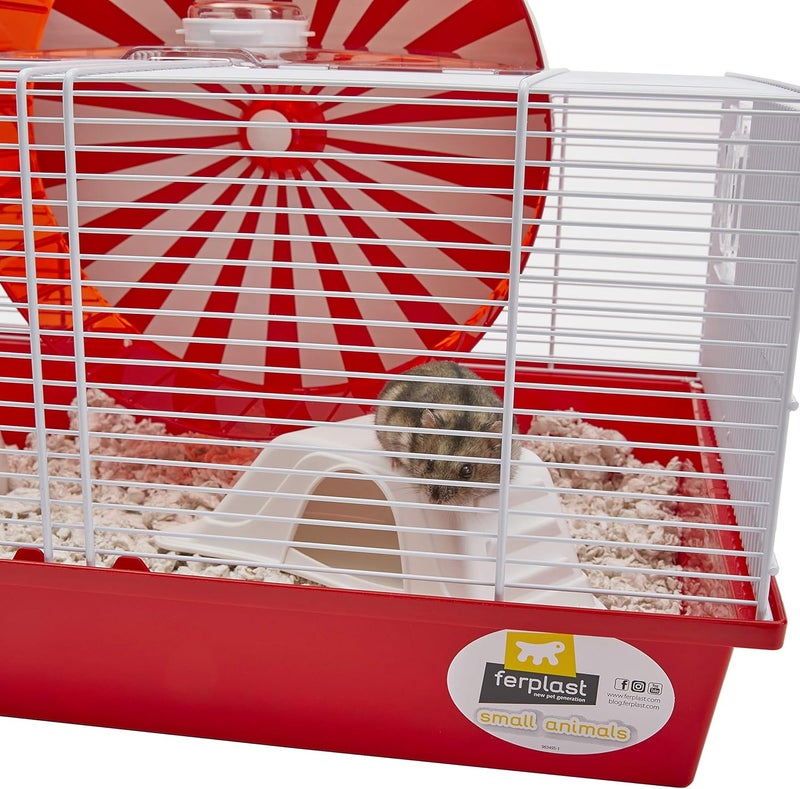 Ferplast قفص هامستر بموضوع جزيرة كوني من فير بلاست مع عجلة تمرين بقطر 11.75 بوصة XXL تشمل جميع الملحقات 197L x 138W x 98H بوصة - Image 5