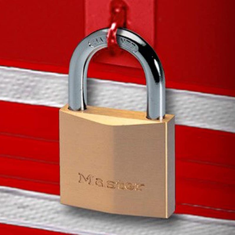 MasterLock 140TRI Solid Brass Padlock with Key, 3 Pack - Image 5