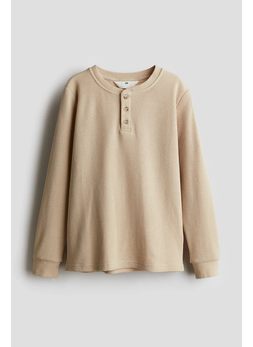 H&M Waffled Jersey Henley Top