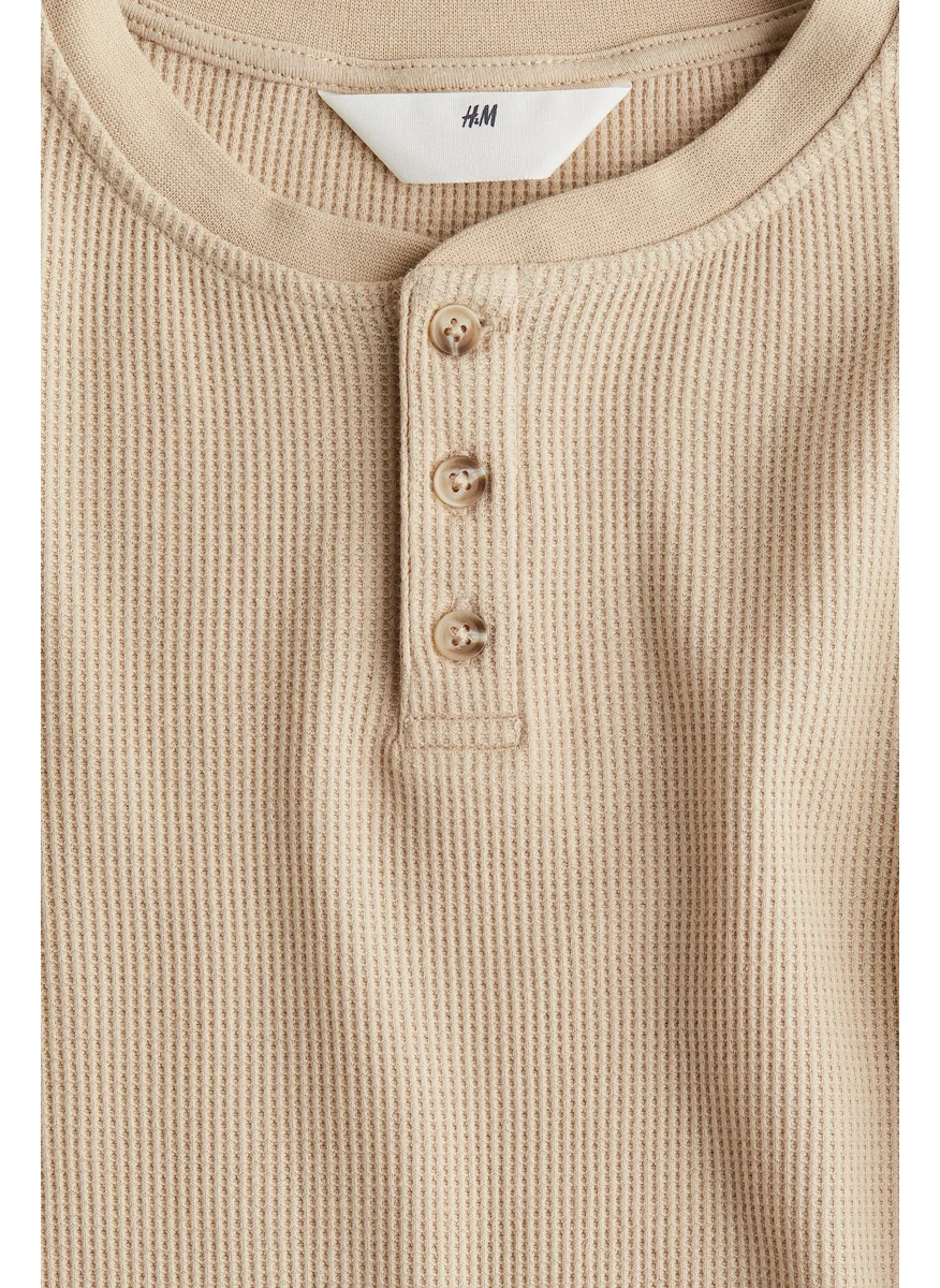 H&M Waffled Jersey Henley Top
