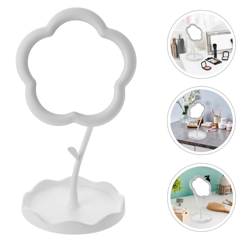 White Flower Shape Vanity Mirror Small Table Makeup Mirror for Dorm Room Bedroom - Image 4