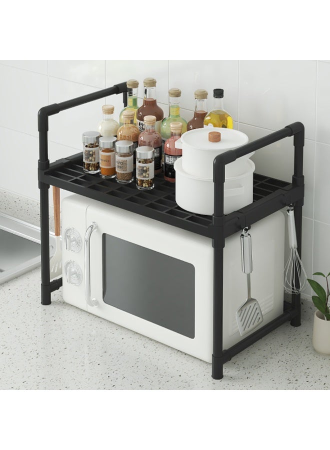Spice Rack Organizer for Countertop, 2 Tier Bathroom Shelf, Desktop Makeup Organizer, Microwave Cart Coffee Bar Microwave Stand Rack, Small Storage Rack for Kitchen, Bath Room, Bedroom and Office (Black) - Image 2