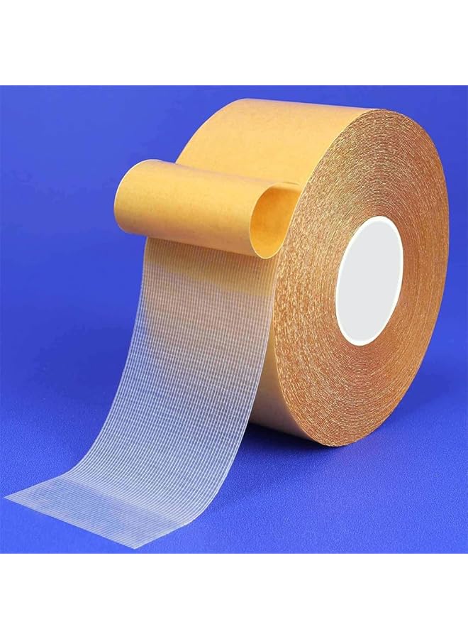 PROMASS Double Sided Tape Heavy Duty, Universal High Tack Strong Wall Adhesive with Fiberglass Mesh, Super Sticky Resistente Clear Tape, Easy Use Mounting Tape, for Rug Fixed, DIY Crafts, Poster (2" x 66FT)  - Image 1