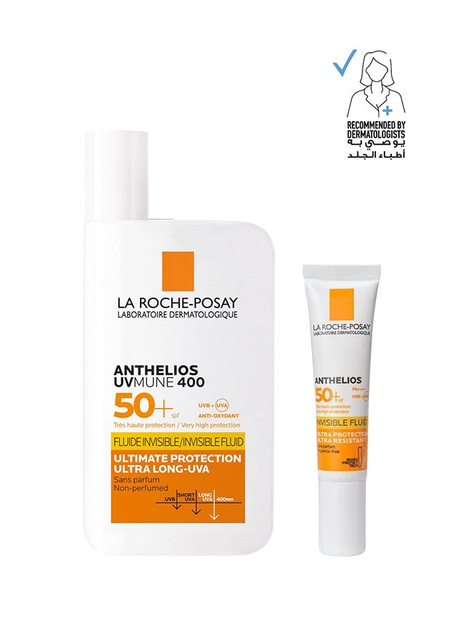 LA ROCHE-POSAY لا روش بوزيه أنثيليوس UVMune 400 واقي شمس غير مرئي SPF50+ 50 مل & لا روش بوزيه أنثيليوس UVMune 400 واقي شمس غير مرئي SPF50+ 10 مل - Image 1