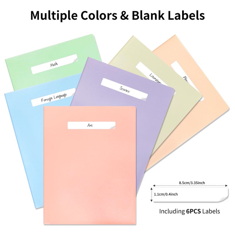 Bluckincle Folders with Pockets, 2 Pocket Plastic Folder with Pockets for School Colored File Folder for Documents Letter Size with Business Card Slot Back to School Office Teacher Supplies(6 Pack Pastel Colors) - Image 3