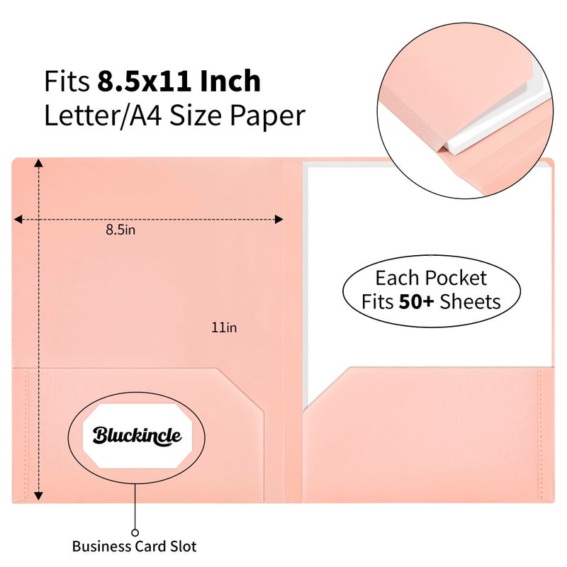 Bluckincle Folders with Pockets, 2 Pocket Plastic Folder with Pockets for School Colored File Folder for Documents Letter Size with Business Card Slot Back to School Office Teacher Supplies(6 Pack Pastel Colors) - Image 2