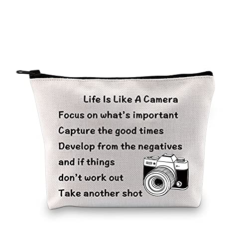 MBMSO Photographer Makeup Bag Life is Like a Camera Photography Gifts Inspirational Gifts for Camera Lovers(Photographer) - Image 1