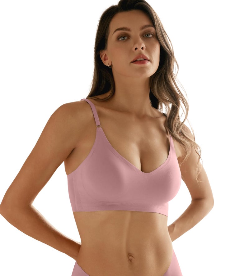 DEANGELMON Seamless Bras for Women V Neck Padded Bra Adjustable Straps Bralettes Everyday Sleeping Bra Multiple Pack(4P14,M) - Image 5