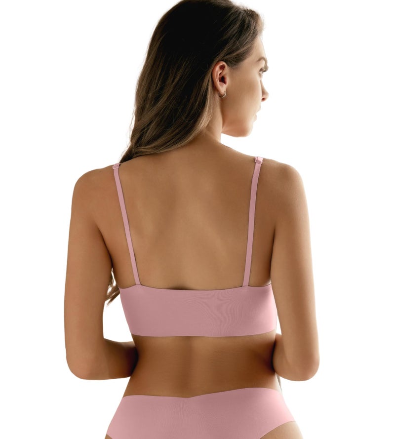 DEANGELMON Seamless Bras for Women V Neck Padded Bra Adjustable Straps Bralettes Everyday Sleeping Bra Multiple Pack(4P14,M) - Image 4