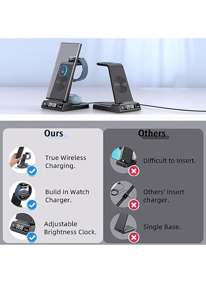General - Wireless Charger, Samsung S24 Ultra/S23 Ultra/Z Flip 5 Samsung Charging Station with Clock, Samsung Watch Charger for Galaxy Watch 6/5 Pro, Samsung Wireless Phone Charger for Galaxy Buds Pro/2 - Image 1