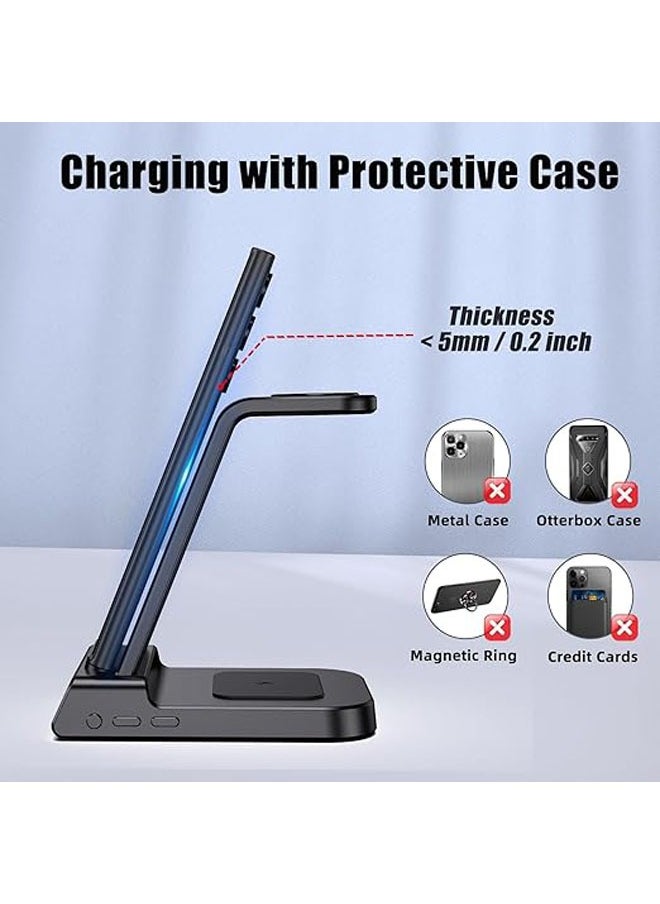 General - Wireless Charger, Samsung S24 Ultra/S23 Ultra/Z Flip 5 Samsung Charging Station with Clock, Samsung Watch Charger for Galaxy Watch 6/5 Pro, Samsung Wireless Phone Charger for Galaxy Buds Pro/2 - Image 1