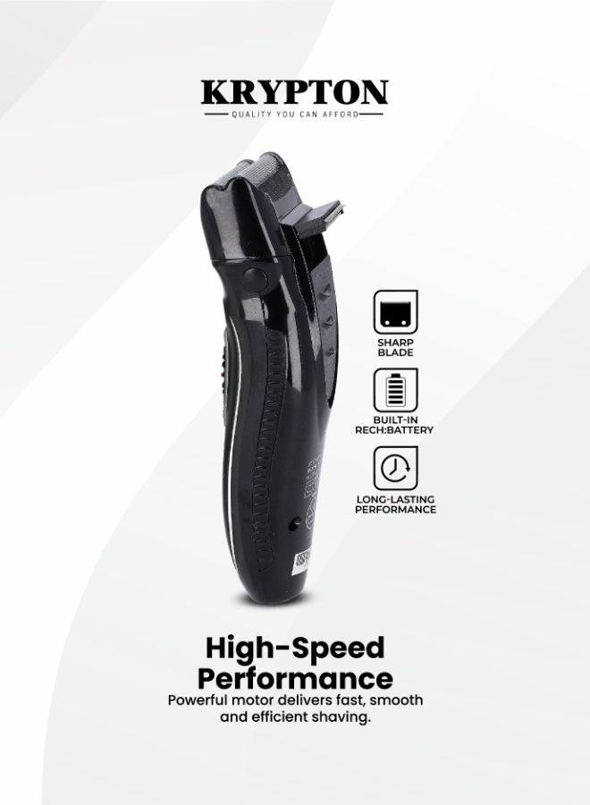 KRYPTON Men’s Electric Rechargeable Foil Shaver – Mini Travel Beard Razor with Precision Foil Head, Cordless USB Rechargeable Shaver, Reciprocating Trimmer for Beard & Stubble, 45 Minutes Runtime, Compact Portable Grooming Tool for Home & Travel Black - Image 4